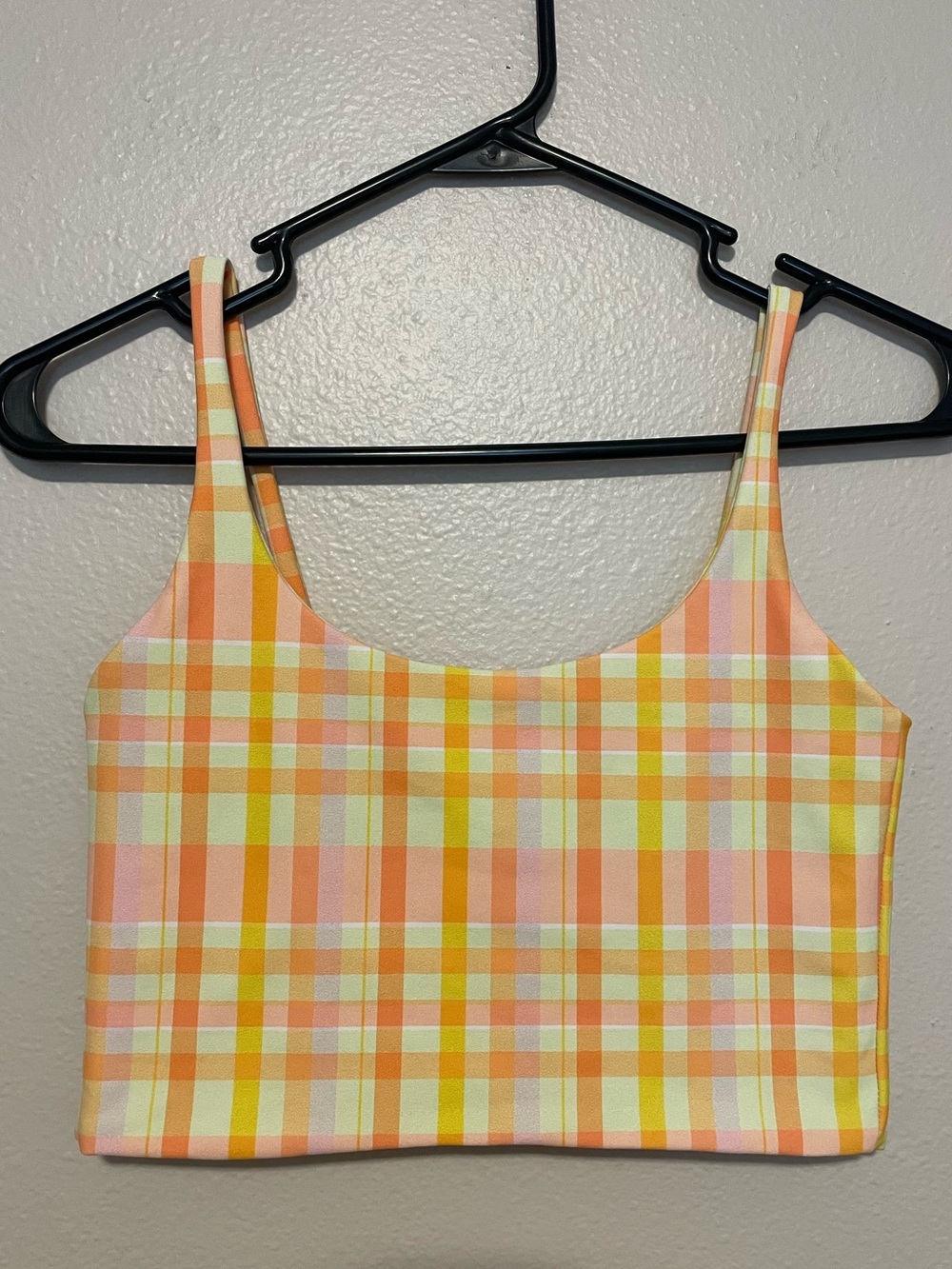 Skatie Peach & Yellow Plaid Paige Crop Tank